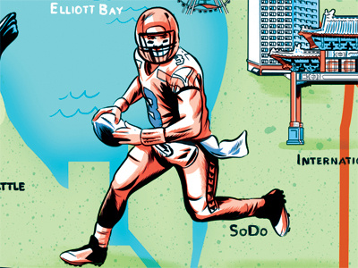 Seattle Football football illustration map russell wilson seattle seahawks superbowl