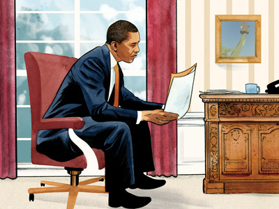 Presidential illustration obama oval office president