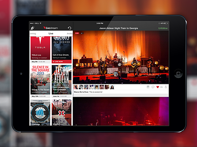 Livestream User Interface Refresh iPad