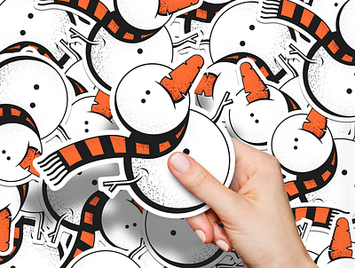 Snowman brushes carrot christmas illustration shading snowman sticker stipple vector winter