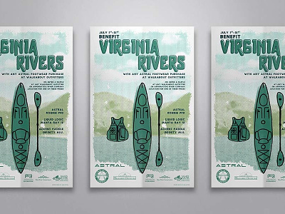 VA Rivers Poster design halftone illustration kayak outdoors paddle poster river typography virginia