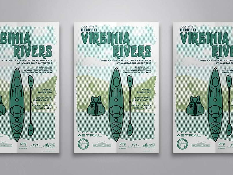 VA Rivers Poster river paddle virginia illustration typography kayak outdoors halftone design poster