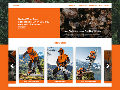 STIHL website landing page redesign adobe layout london photoshop prototype redesign site ui ux uidesign user web xd