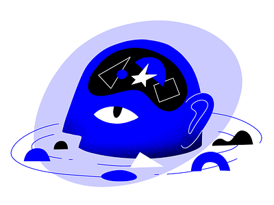 Unload your mind blue clever drawn head illustration man meditation mind museum psychology study think thoughts water