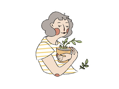 Girl with plant character drawing girl illustration plants