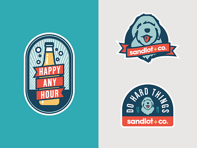 Sandlot + Co. Laptop Stickers adagency advertising agency badge badge design design icon icon design icons illustration illustrator logo sticker stickers vector