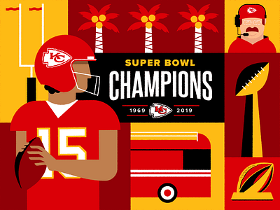 Super Bowl Champs 2020 andy reid champs chiefs football illustration kansas city kc kcmo miami patrick mahomes super bowl