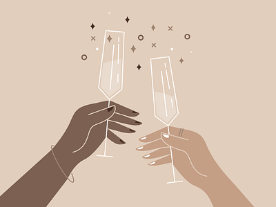 Cheers to 2021 🥂 2021 celebrate champagne cheers hands illustration new years new years eve toast