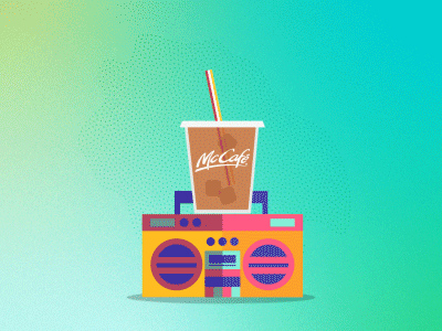 Iced, Iced Coffee 90s advertising aftereffects animation coffee design iced coffee illustration illustrator mccafe mcdonalds music vector