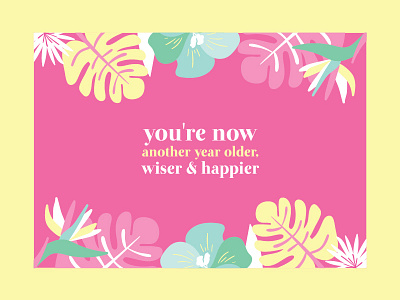 2nd design birthday birthday card floral girly pink tropical vector
