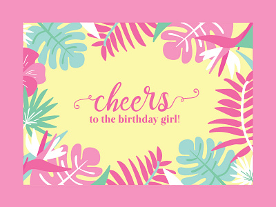 3rd design birthday birthday card floral girly pink tropical vector