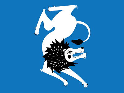 Dancing Lion animal beast black and white blue dance design lion logo
