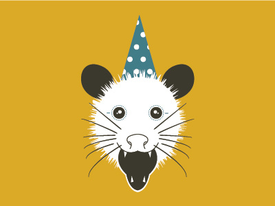 Party Animal: Possum animal bright design illustration party possum yellow
