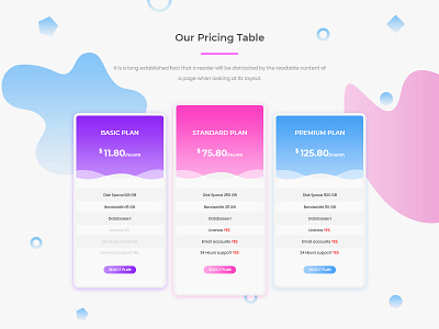 Pricing Table app basic plan dailyui mobile app premium premium plan price price plan pricing pricing plan pricing plans pricing table standard plan ui ui ux web app web page