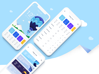 Weather App app clean app design icons illustrator interace minimal app ui ux vector weather