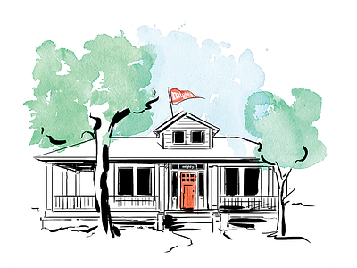 We moved y'all! digital ink house illustration moved watercolor