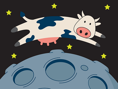 Moo Over Moon Image after effects animated gif illustrator