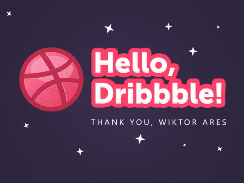 Hi, Dribbblers! animation ball debut dribbble gif stars