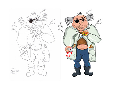 Game Character fast food game character junk professor character sketch