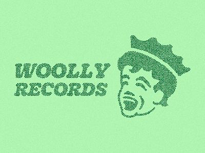Woolly Head halftone illustration record label typography woolly