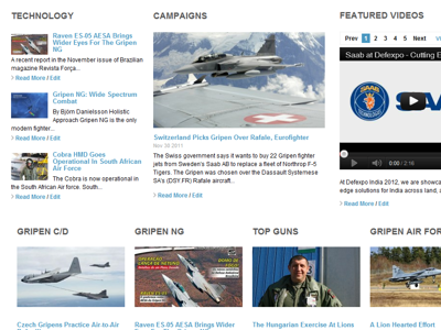 Saab Gripen website concept blog design