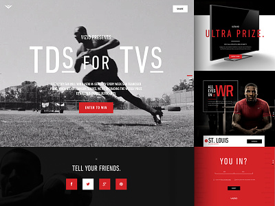 LIVE: TDs for TVs NFL Campaign bg campaign dark football johnson landing nfl page sports stevie video vizio