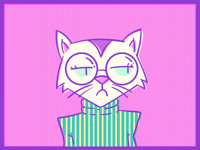 Katze! cat debut glasses illustration illustrator kitty pink purple