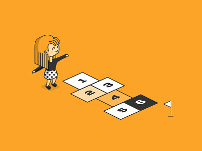 GoloZa cube digital game girl goloza illustration inbound marketing orange