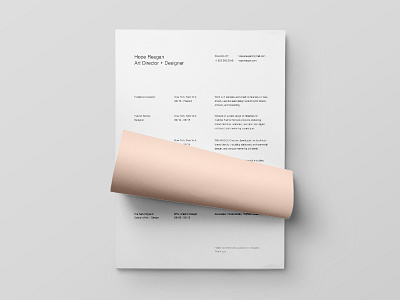 Resumé design layout minimal print resume