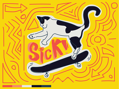 SICK cat illustration illustrator pattern