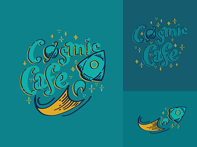 Cosmic Cafe Logo illustrator logo logodesign rocket logo rocketship space vector