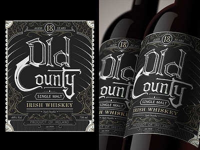 Mock Whiskey Label Design - Old County labeldesign logotype packaging typography whiskey