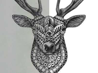 Ornate Deer Sketch to Digital WIP