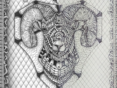 Ornate Big Horn Sheep Sketch bighornsheep detailed digitalart digitized illustration inricate ornate sketch