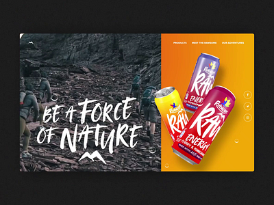 Rubicon Raw 3d animation energy drink homepage motion graphics webdesign website