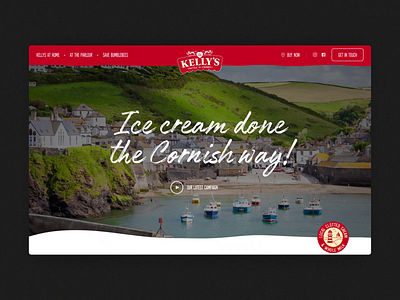 Kelly's Ice Cream animation clean friendly fun homepage ice cream red ui webdesign website