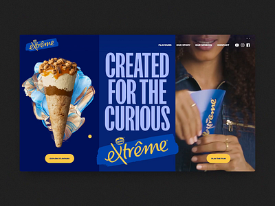 Extrême Ice Cream 3d animation branding colourful fun homepage ice cream motion graphics ui webdesign website
