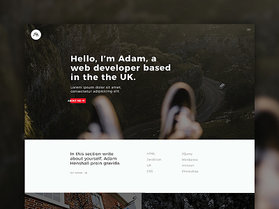 Hello I'm, Adam clean design develop homepage landing page photo photography ui ux webdesign website