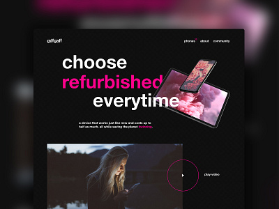 Choose refurbished colourful corporate dark ecommerce landing page phone recycle ui website