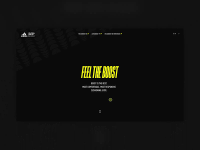 Feel the boost animated animation brand clean corporate dark fashion homepage photography trainers ui ux webdesign website