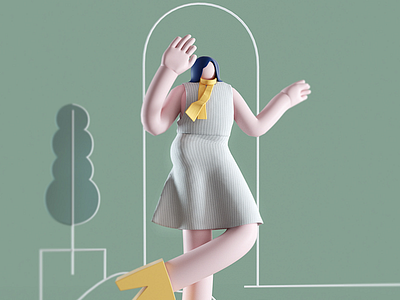 Dancing 3d design illustration
