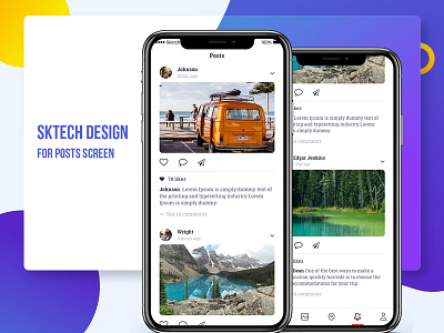 Posts Screen Design app concept app dashboard comment post profile