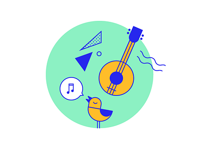 Music and Sound Design animation audio banjo bird guitar illustration music note process sound website