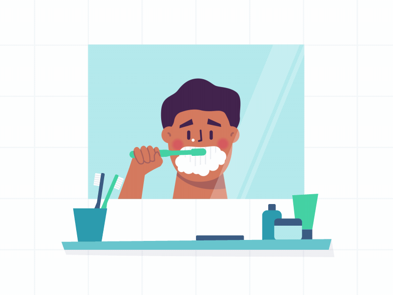 Keep on brushin' 2d after effects animation bathroom brush brushing character explainer illustration mirror morning toogethr tooth toothbrush