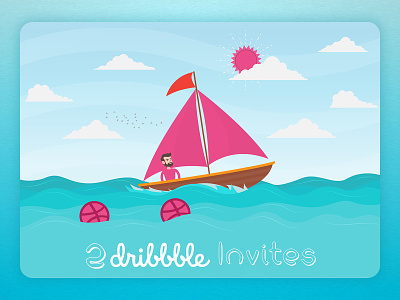 2 Dribbble Invites design dribble flat invitation invites two