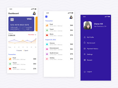 Wallet App UI app chart figma flat ios mobile profile ui user wallet