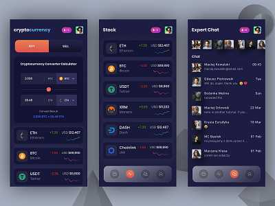 Crypto wallet app dark theme app banking bitcoin blockchain charts crypto cuberto currency darkmode exchange experience design figma finance graphic interface design investment mobile ui ux wallet