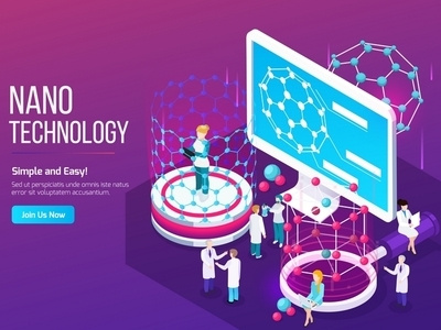 Isometric nanotechnology character illustration isometric isometric illustration nanotechnology people vector
