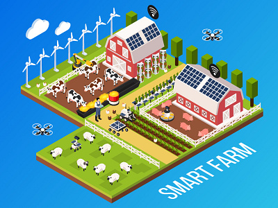 Isometric Smart Farm design illustration isometric isometric illustration people vector