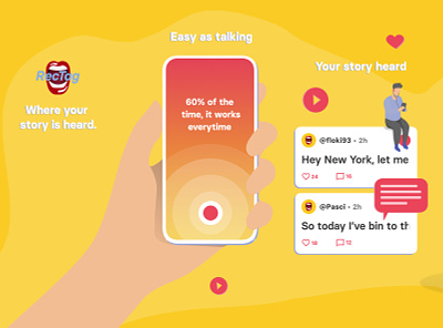 RecTag - Where your story is heard android app appstore screenshots audio podcast application design designgraphic illustration ios playstore screenshot podcast discovery platform typography vector